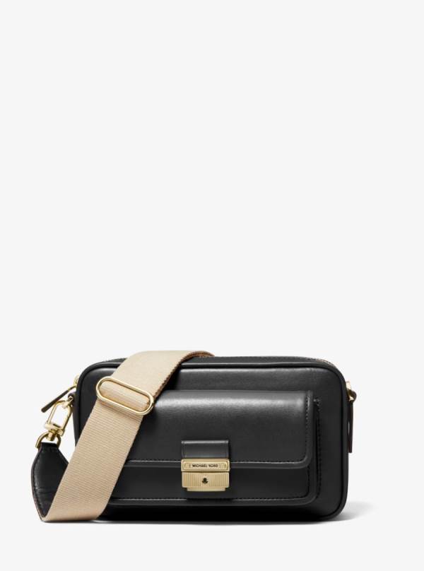 Damske Spojková Taška Michael Kors Bradshaw Medium Leather Camera Čierne - Kabelky Michael Kors Outlet | OVLZC-5649